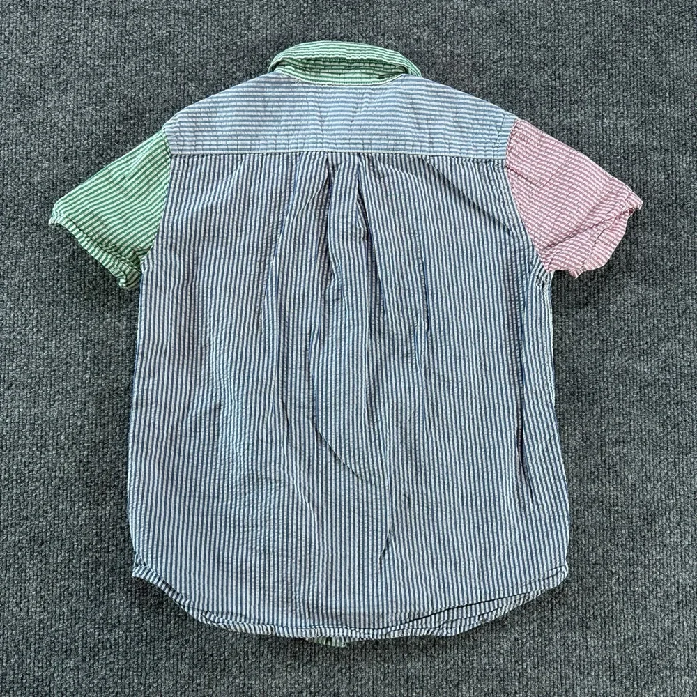 Ralph Lauren Kids Boys Multi Color Seersucker Striped Button Down Shirt Size 7